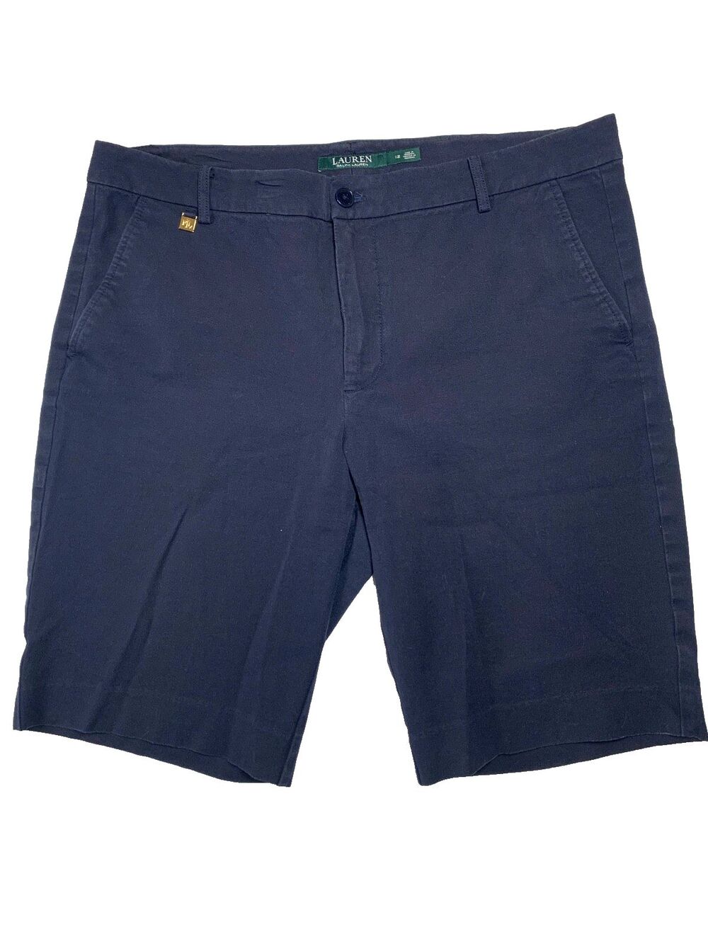 Lauren Ralph Lauren Bermuda Shorts Womens Size 12 Navy Blue Twill Preppy